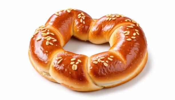 pastries in the shape of a ring, sprinkled with seeds. The crispy crust and golden color make it an ideal snack or treat. photo