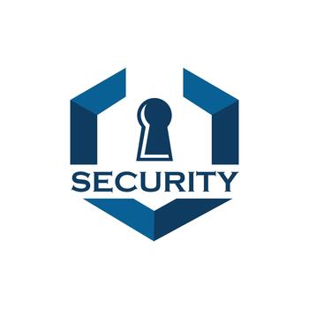 moderno seguridad logo con ojo de cerradura icono en un azul hexagonal forma representando digital proteccion y intimidad soluciones vector