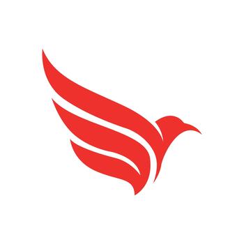 Striking red stylized bird in flight with powerful wings symbolizing freedom speed and dynamic movement vector