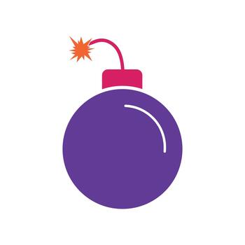 púrpura bomba con un iluminado fusible chispas Listo a explotar representando peligro amenaza y urgencia vector