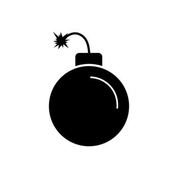 Classic black bomb icon with a lit fuse symbolizing danger threat and an impending explosion or countdown warning vector