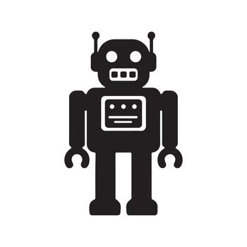 sencillo negro robot icono representando artificial inteligencia y moderno tecnología con un futurista diseño vector