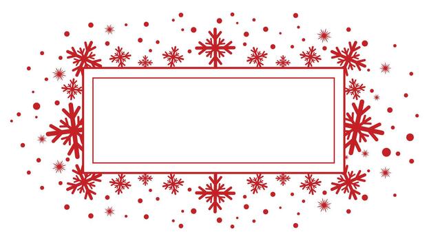 festivo rojo copo de nieve Navidad frontera marco con blanco rectángulo para texto vector