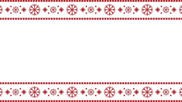 Festive red and white snowflake, Seamless Border Pattern, with copy space for holiday design vector