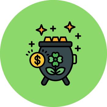 Gold Pot Minimal Curve Block vector