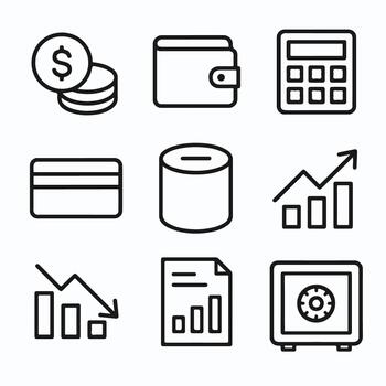 Flat Icons Representing Finance and Business Concepts A Visual Toolkit vector