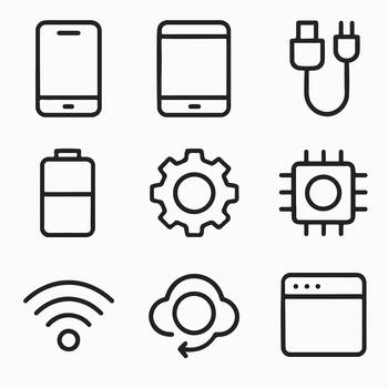 Flat icons representing technology and connectivity for digital applications vector