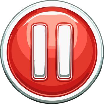 ilustración de un rojo pausa botón con un lustroso finalizar, moderno diseño para medios de comunicación jugador y música controlar conceptos vector