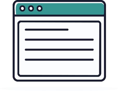 Minimalist Illustration of Website Design Layout with Lines and Teal Header, Simple Webpage Template Presentation vector