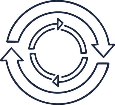 Circular Flow Arrows Depicting Process Iteration Cycle or Recycling Simple Line Icon vector