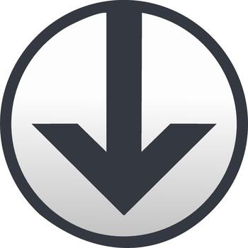 Download icon downward pointing arrow button. Arrow pointing down in circle sign vector