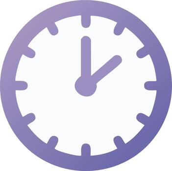 Gradient Purple Clock Icon Telling Time Two O Clock Digital Design Element vector