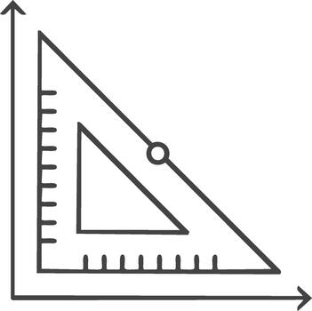 Mathematical tools representation with ruler and axis for linear graph and geometry vector