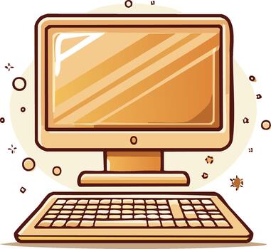 sencillo computadora preparar con monitor y teclado para gráfico diseño vector