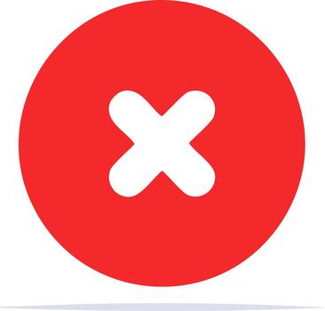 Red circle with white cross symbol representing deletion or cancellation vector