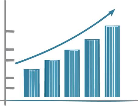 Illustration Showing a Business Growth Bar Graph with Upward-Pointing Arrow Demonstrating Progressive Financial Success vector