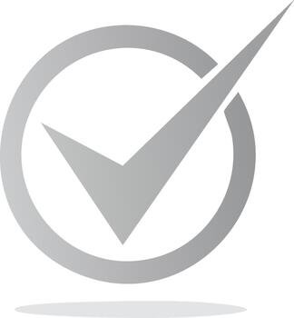 Gray check mark inside a circle denoting completion or approval for various applications vector