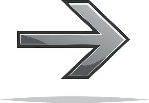 lustroso gris flecha diseño elemento señalando a la derecha dirección guía gráfico vector