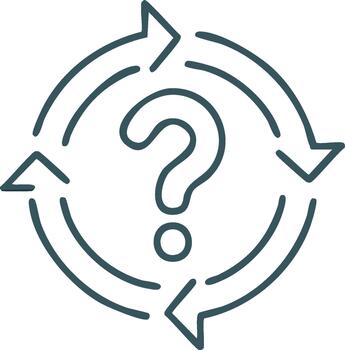 Question Mark Surrounded by Looping Arrows Cycle of Inquiry and Problem Solving vector