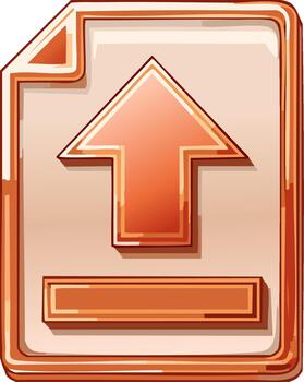 File upload icon shining design, red upward arrow symbol for website content loading to server or cloud storage vector