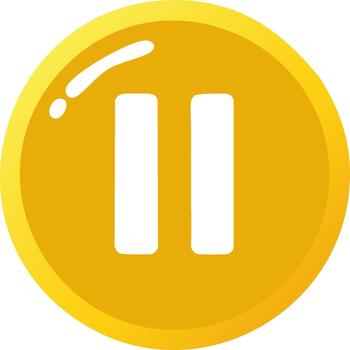 redondo amarillo botón presentando un central blanco pausa símbolo para interactivo digital medios de comunicación utilizar vector