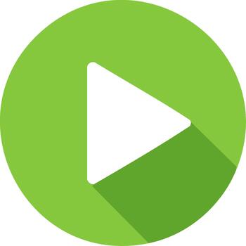 Green circle with play button symbol representing audio startup sign vector