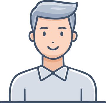 Smiling man portrait with short grey hair wearing a shirt and tie avatar for web design and application UI vector