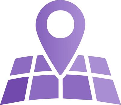 ubicación puntero icono en plano mapa ilustración con degradado púrpura matiz vector