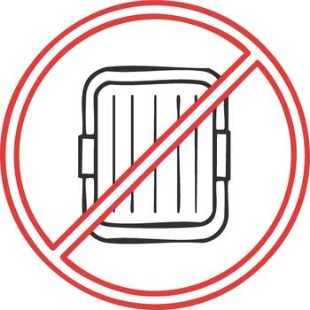 Square Device with Vertical Lines Inside a Red Prohibition Circle Graphic Illustration vector