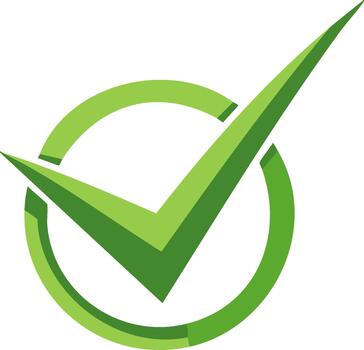 Green Check Mark Graphic Symbol for Verification, Approval, and Positive Confirmation in a Round Circle Design vector