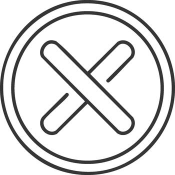 Cancel icon line drawing showing a circle around an x mark representing deletion or closure vector