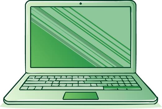 ilustración de un verde ordenador portátil computadora en blanco antecedentes para editorial utilizar vector