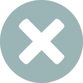 Close button interface element in a circular shape, signifying cancel or failure vector