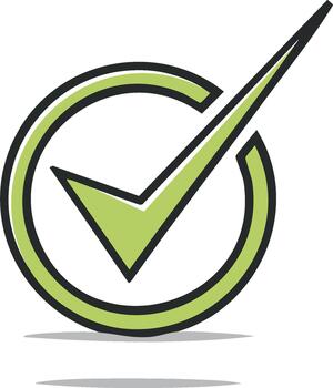 verde cheque marca símbolo en un circulo para aprobación, verificación, o validación representa un positivo símbolo de confirmación vector