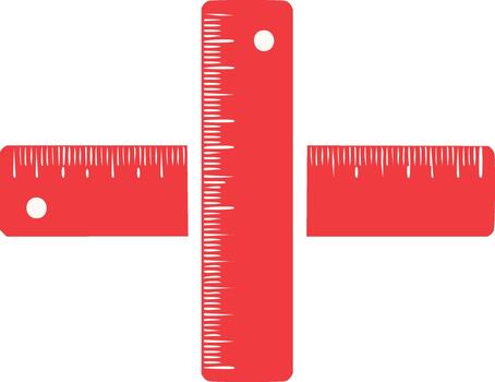 Red Rulers Arranged in Cross Shape Accurate Measurement Instrument Tool vector