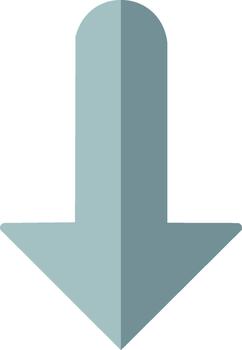Downward Arrow Icon with Soft Shadow Pointing Down Direction Indicator Sign vector