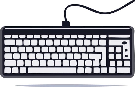 computadora teclado ilustración para tecnología y informática conceptos, entrada dispositivo con cable en sencillo dibujos animados estilo vector