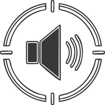 Loudspeaker icon surrounded by round target on white background for sound system vector