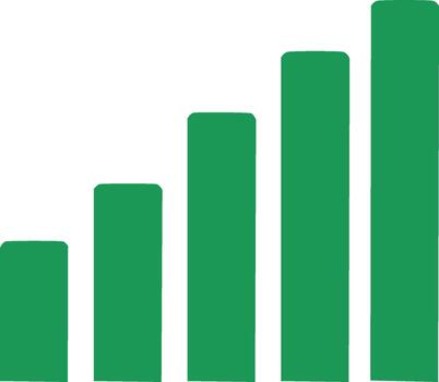 Green Bar Graph Icon Illustrating Upward Trend - Business Data Visualization or Signal Strength Indicator vector