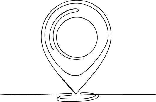 Location marker line art graphic pin pointer for navigation map one line drawing vector