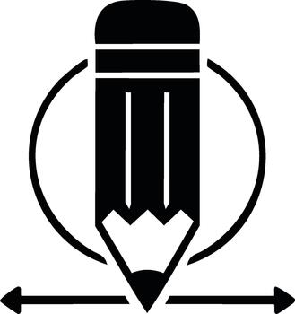 Pencil Drawing Tool With Circle Graphic Arrow Measurement Line Design Element vector