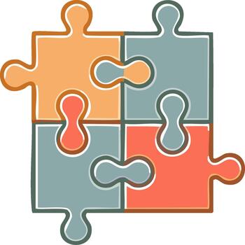 conectado rompecabezas rompecabezas solución, trabajo en equipo, concepto, ilustración, unidad, camaradería vector