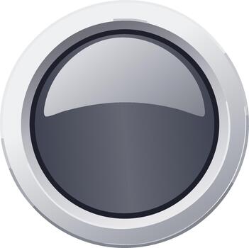 brillante gris redondo botón lustroso reflexivo circular objeto cromo borde elemento vector