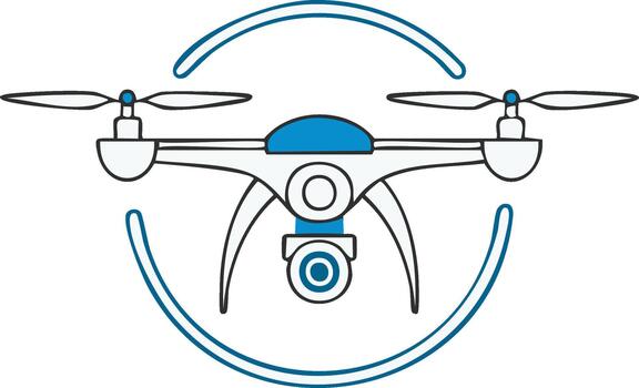 Illustration of a Drone with Camera and Circle Design Element - Depicting Modern Technology and Aerial Photography vector
