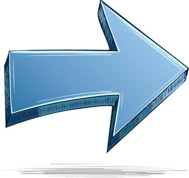 dibujado a mano azul flecha ilustración para diseño, navegación, o presentaciones con 3d efecto y sombra señalando a el Derecha vector