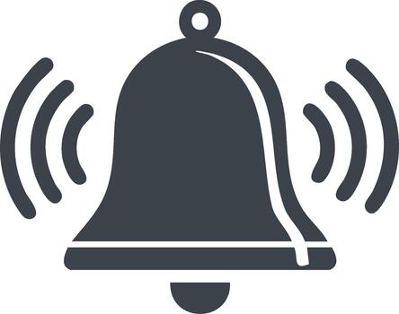 Ringing bell with sound waves icon for notifications, reminders, alarms, alerts, and alerts. Attention symbol vector