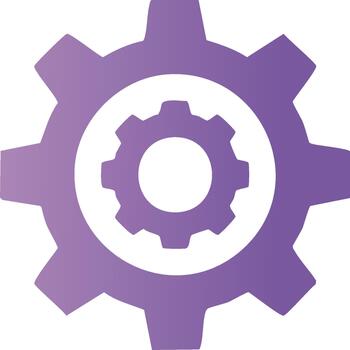 Gradient Cog Wheels Rotating Simple Gear System Icon for Settings, Engineering, Mechanism, and Progress vector