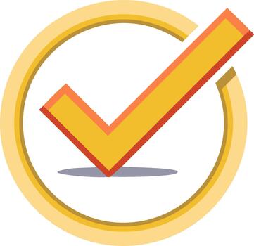 dorado cheque marca icono dentro circulo forma para aprobación y terminación concepto gráfico elemento vector