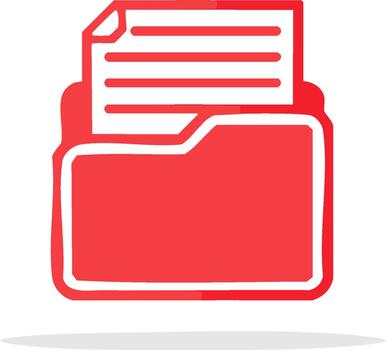 vibrante rojo carpeta icono mostrando archivo documentos representa digital almacenamiento y organización vector