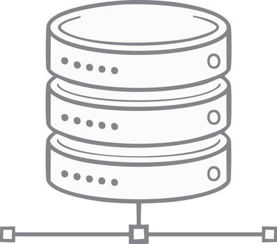 Database Outline Illustration Showing Computer Data Stack Connecting Network vector
